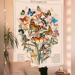 XL Butterfly Classification Tapestry Colorful Butterflies Big Floral Wall Art